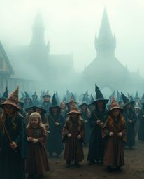 Immerse yourself in a magical school brimming with young wizards, brought to life with a soft, cinematic haze and a captivati