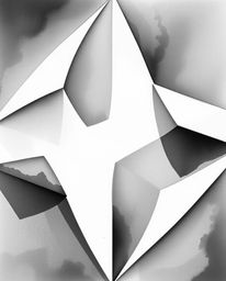 A delicate watercolor painting showcases a captivating 3D geometric pattern reminiscent of folded paper. Rendered in classic 