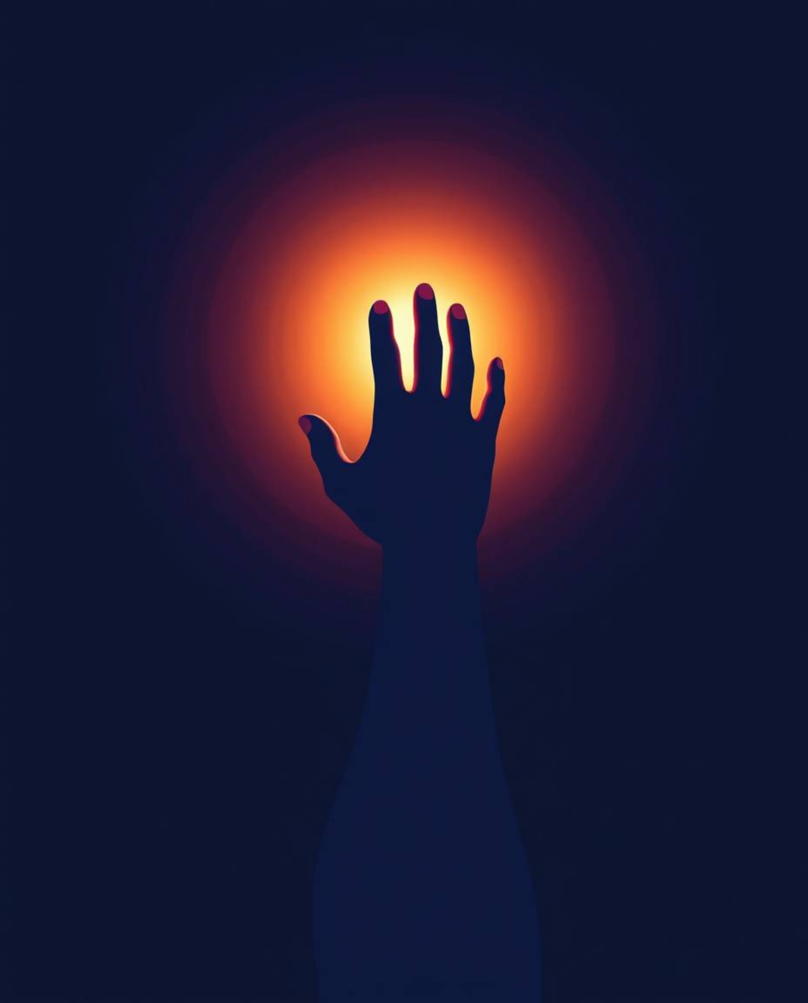 Explore stunning modern flat design with epic scale and heroic elements, featuring a hand reaching toward the light from dark