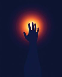 Explore stunning modern flat design with epic scale and heroic elements, featuring a hand reaching toward the light from dark