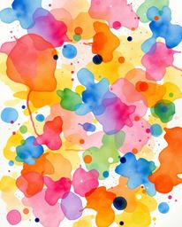 Experience the captivating beauty of colorful watercolor splashes blending seamlessly on paper. Vivid tones and a chaotic har