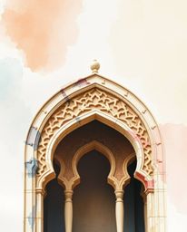 Explore the beauty of delicate watercolor paintings featuring historically accurate Islamic geometric stone carvings. These i