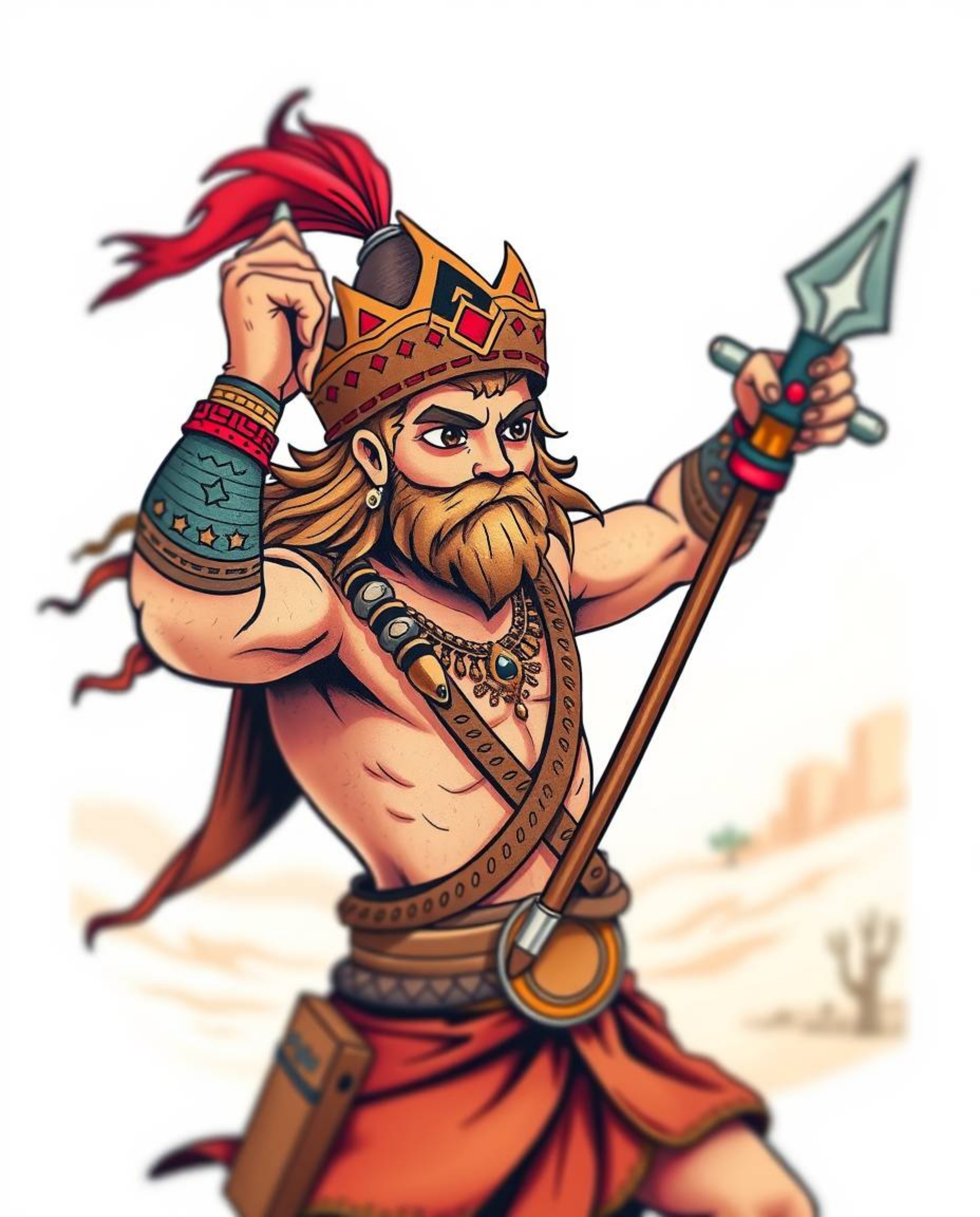 Embark on a thrilling desert adventure with a brave, Disney-style hero. This symbolic traditional tattoo art print features v