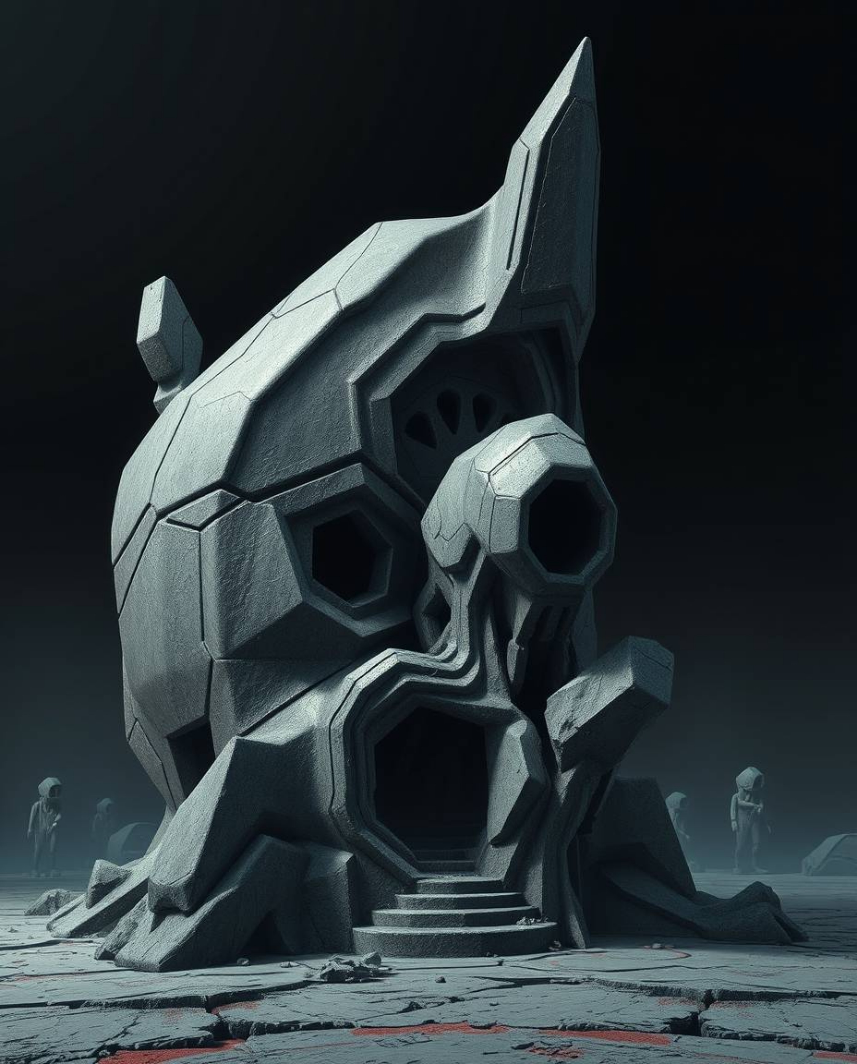 Explore unsettling and futuristic art featuring eerie 3D shapes with smooth gradient textures and dark tones. This collection