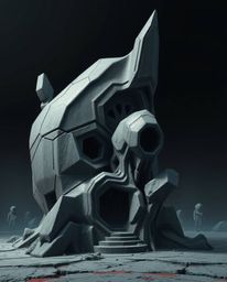 Explore unsettling and futuristic art featuring eerie 3D shapes with smooth gradient textures and dark tones. This collection