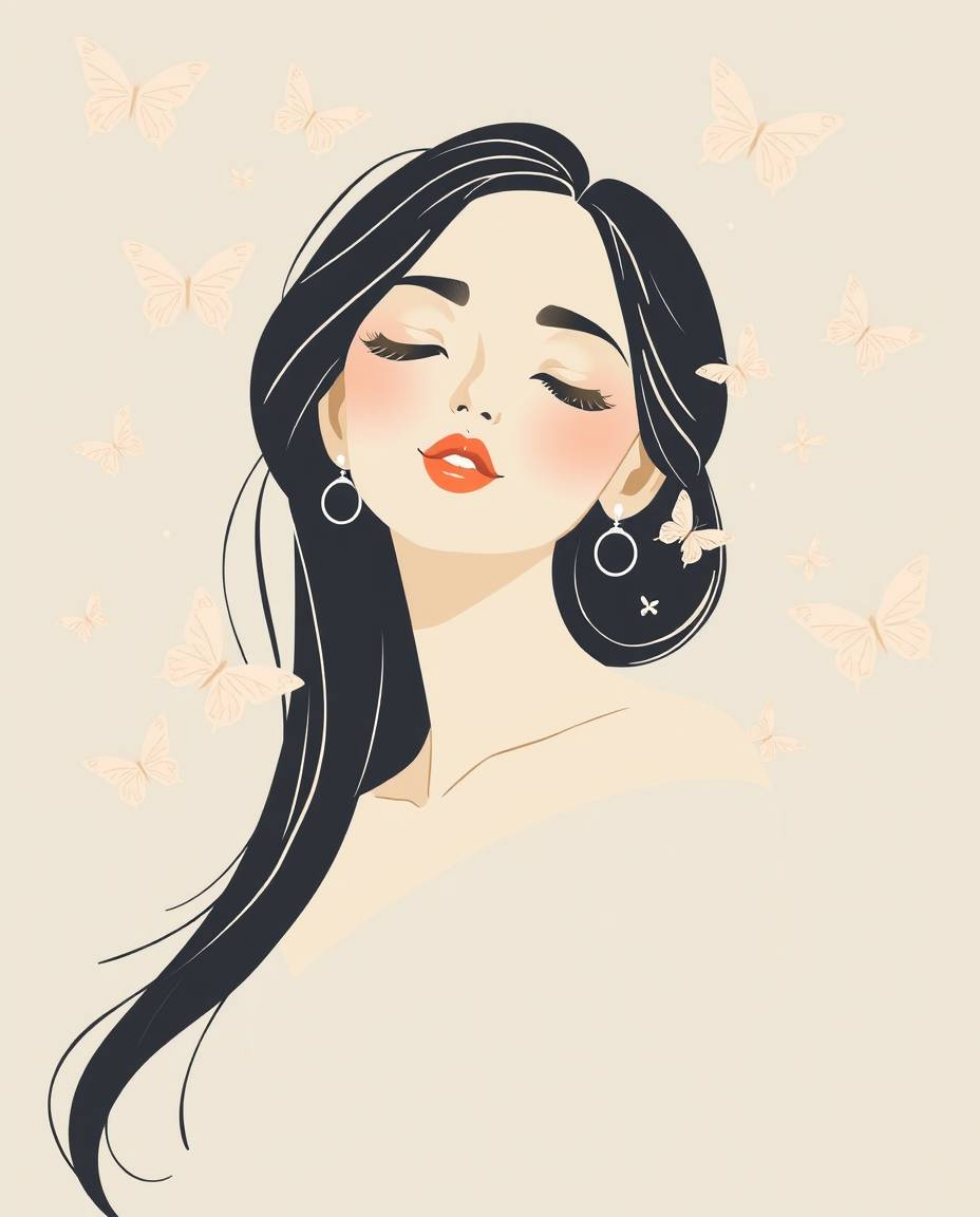 This captivating artwork showcases a graceful and elegant girl with refined features gently releasing butterflies into the ai