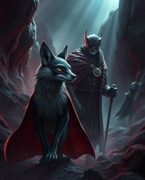 Embark on a thrilling journey with a regal hero and their sophisticated talking animal sidekick, rendered in a captivating sc
