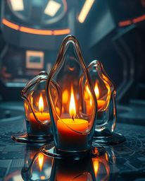 A captivating long exposure photograph showcases surreal 3D fluid shapes resembling melted glass in a hyperrealistic sci-fi e