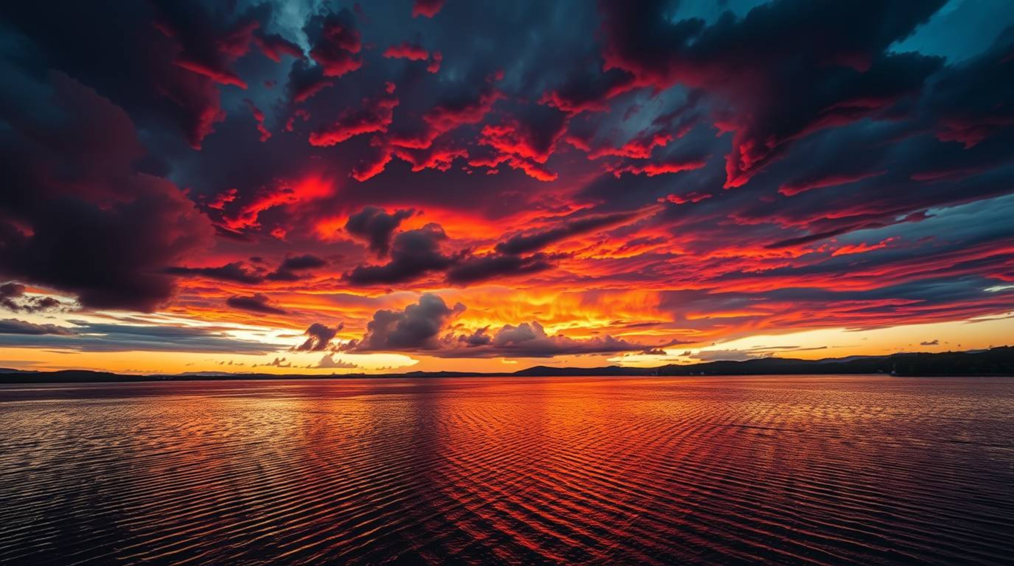 Explore a collection of unusual and original fine art photography featuring a serene lake mirroring a vivid sunset. Captivati