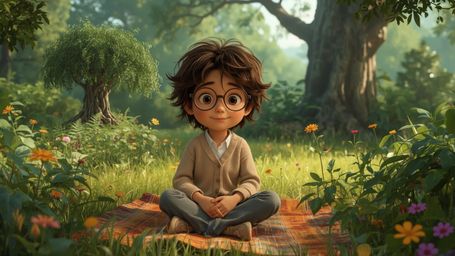 A high-resolution, vibrant, and detailed stock photo, illustrated in a whimsical Pixar style, features a bright-eyed and smil