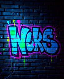 A captivating photograph showcasing ethereal, graffiti-style colorful splashes on a brick wall. This street art aesthetic evo