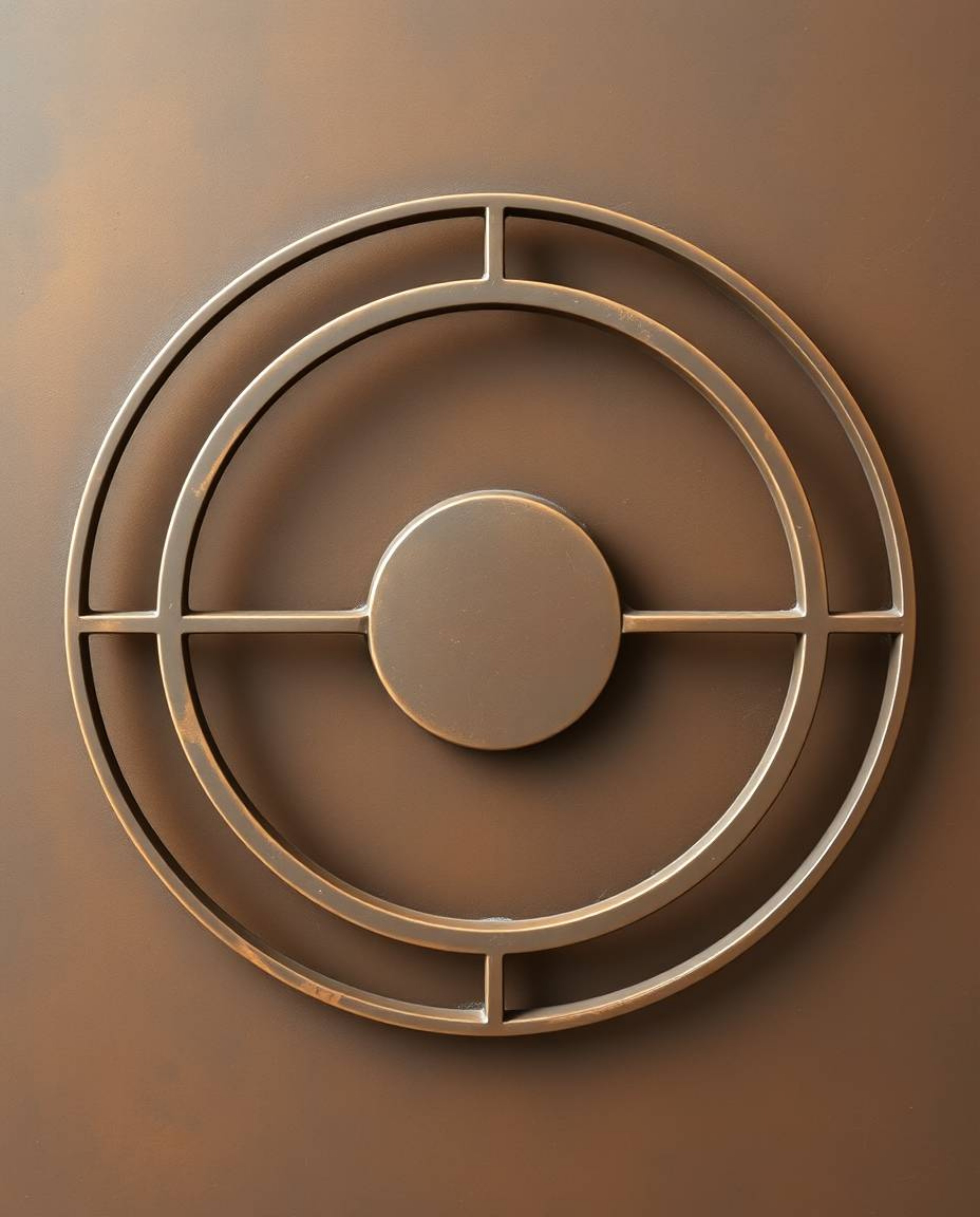 This artwork features a minimalist geometric pattern composed of circles and lines, rendered in the iconic Bauhaus style.  Th