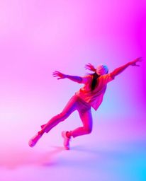 Explore dynamic motion scenes rendered in electric, vivid colors with soft gradients of pink, blue, and violet. This collecti