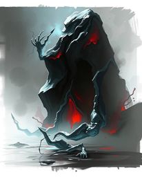 Explore a captivating digital sketch featuring an eerie and creepy atmosphere.  This artwork combines misty backgrounds, dyna