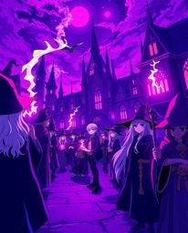 Dive into a captivating Isekai anime depicting a magical school brimming with young wizards. The artwork features deep ultra