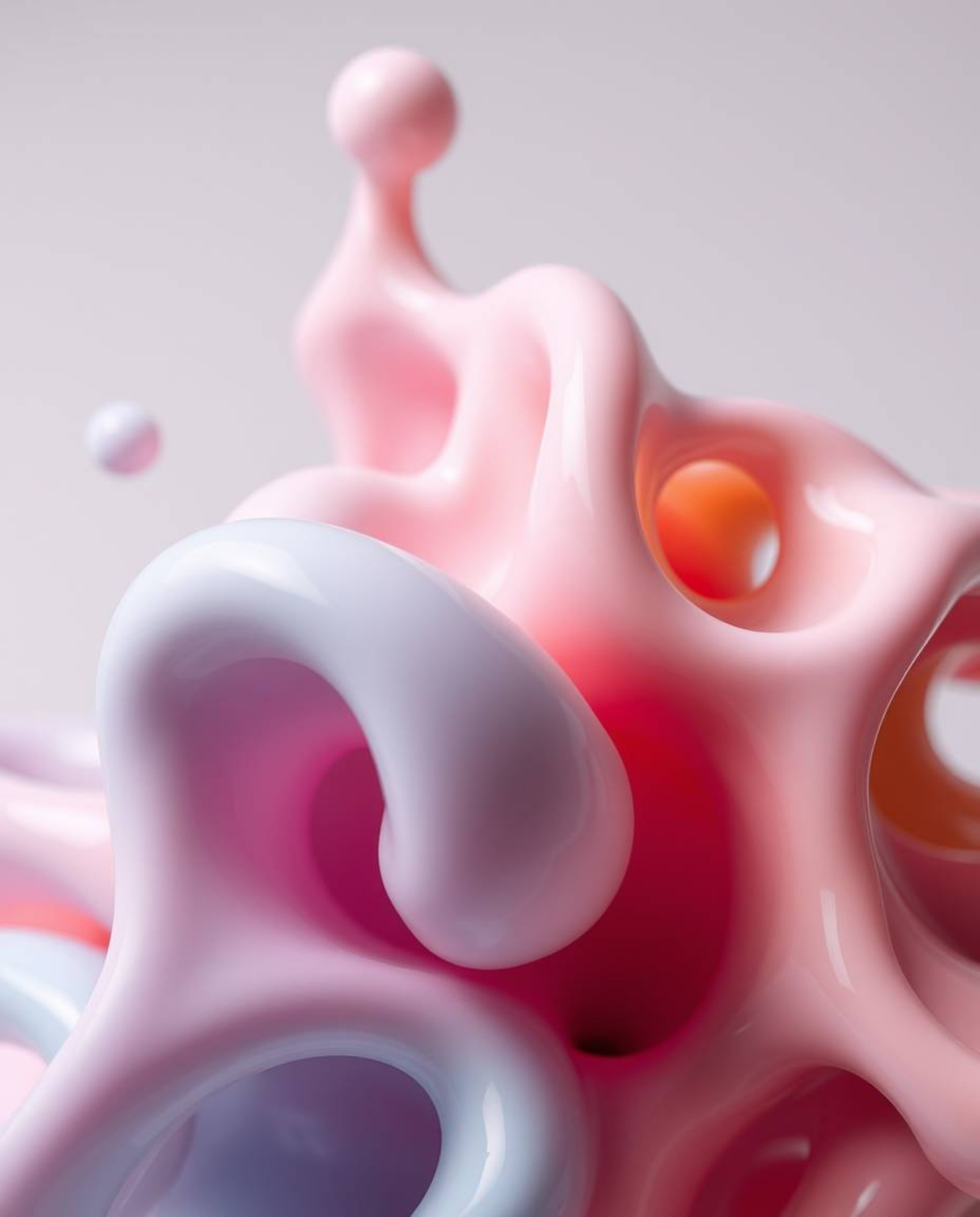 A stunning series of extreme macro close-ups reveals the intricate textures and captivating forms of abstract 3D liquid shape