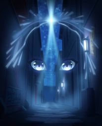 An isekai anime-inspired image capturing the essence of ethereal eyes radiating a soft aura, ominously observing from a mysti