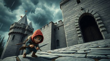 A stunning architectural color photograph captures the high-tension drama of an adorable but sharp-featured thief infiltratin