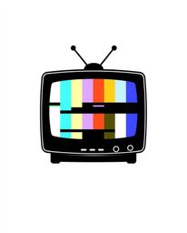 This black and white logo design draws inspiration from retro TV screens, showcasing a visually striking glitch static effect