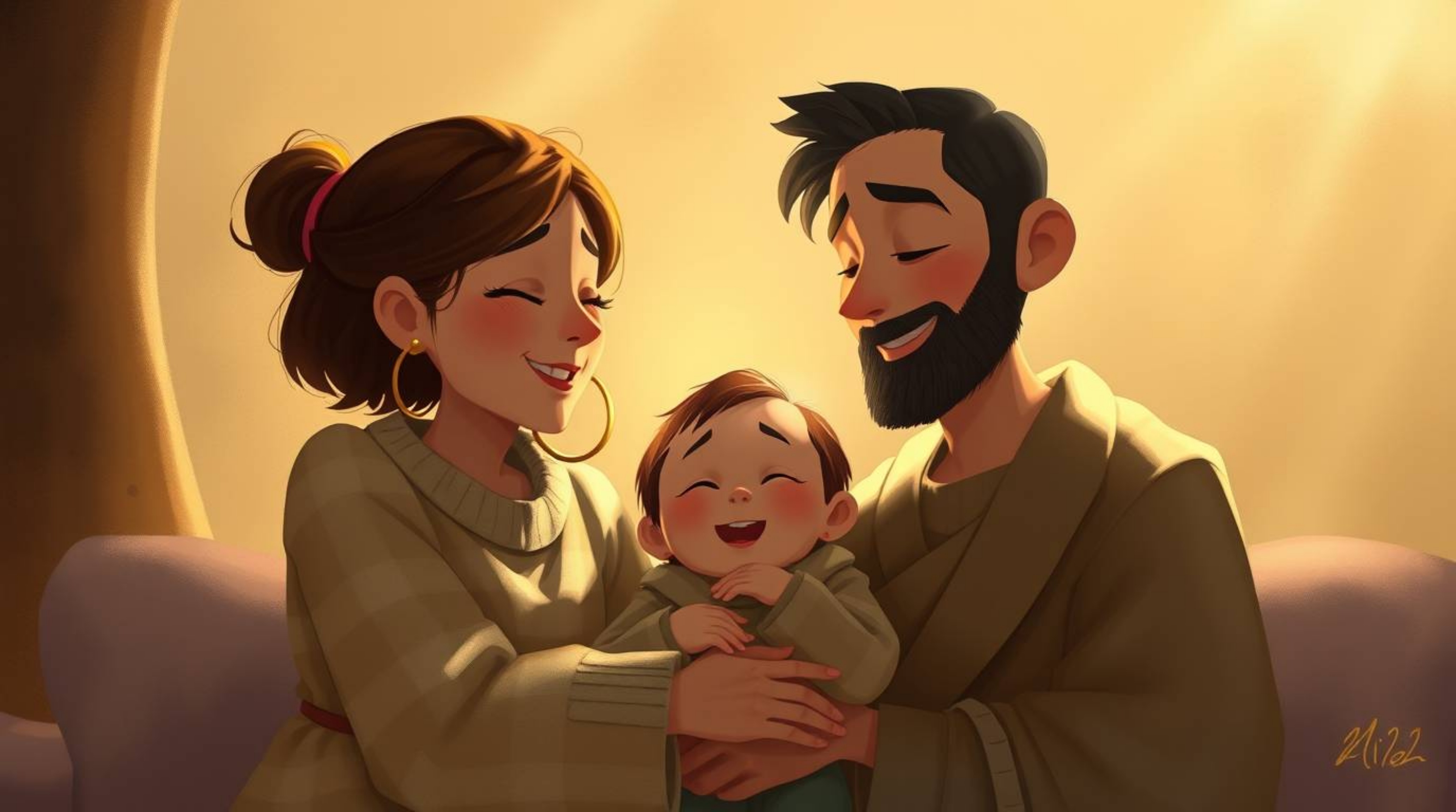 Experience a heartwarming family reunion depicted in a stunning digital painting in the iconic Pixar style. This artwork evok