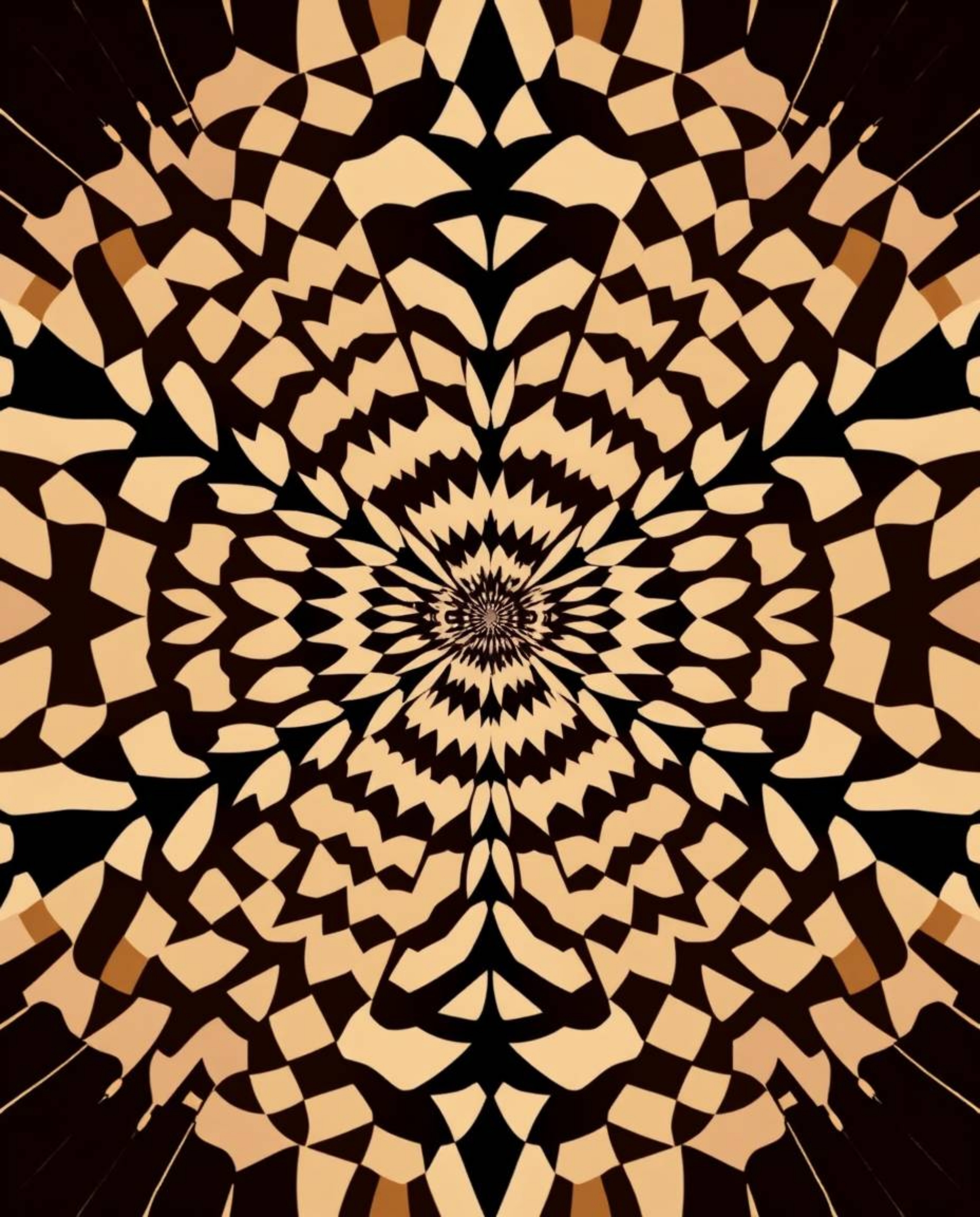 Explore this captivating black and white geometric optical illusion pattern rendered in a retro style. The design utilizes br