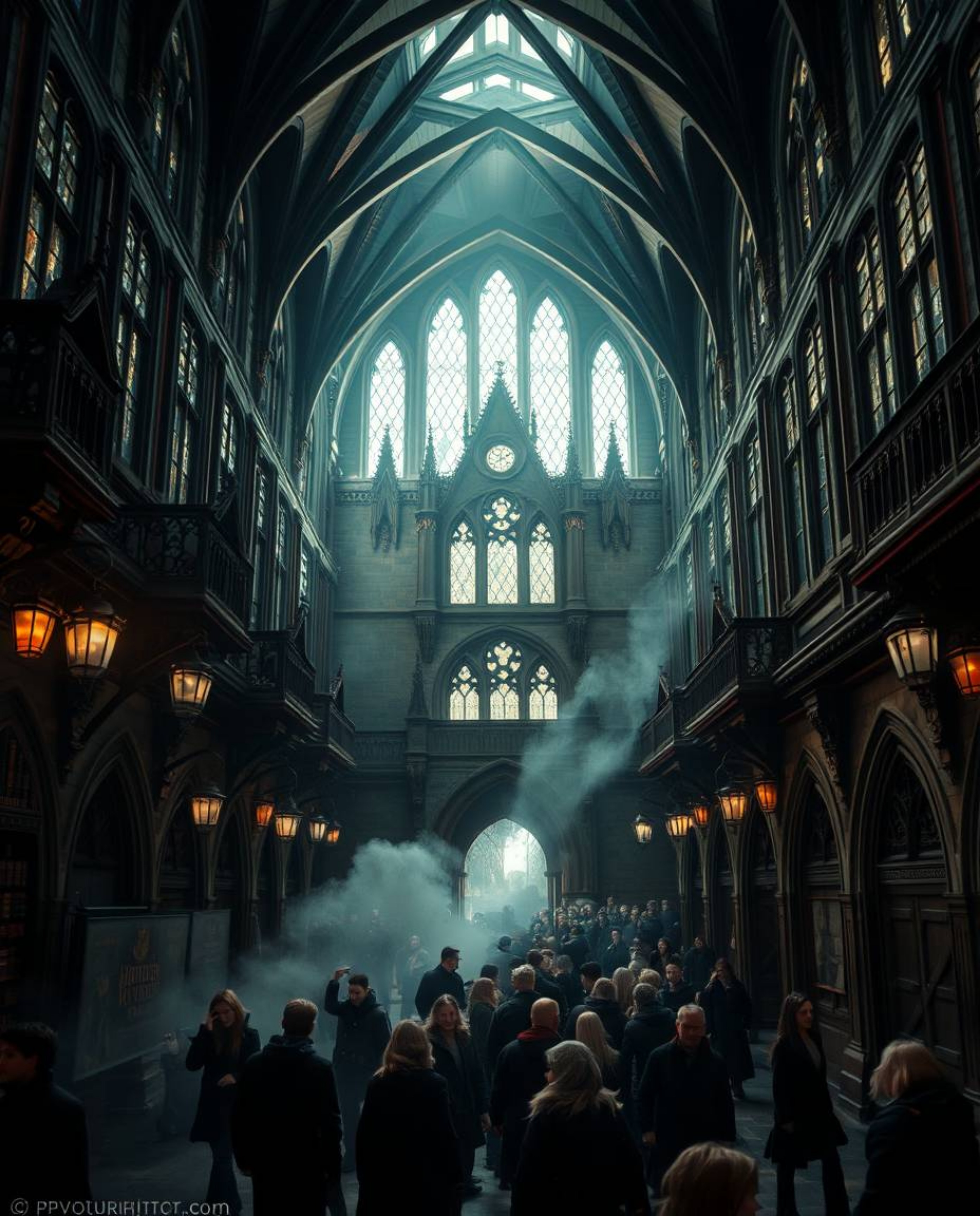 Explore the captivating world of a magical school filled with young wizards through precise architectural color photography. 