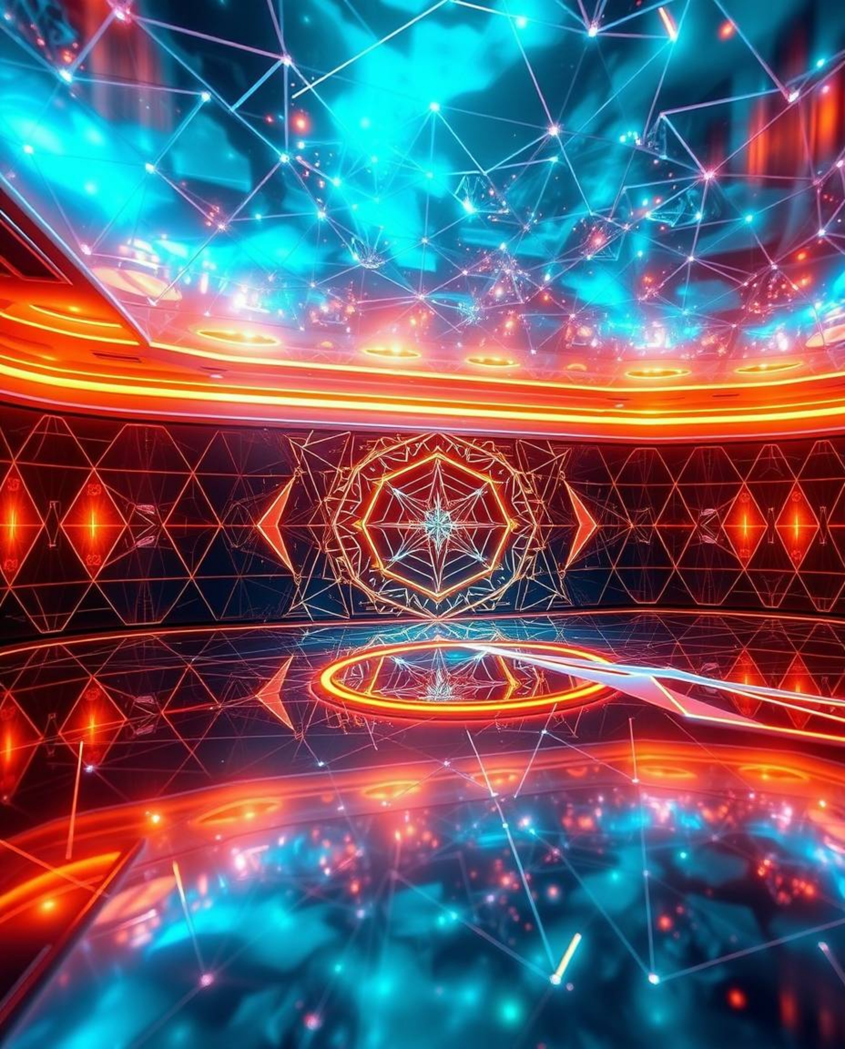 Experience a visually stunning and luxurious futuristic digital interface featuring intricate geometric patterns and a captiv