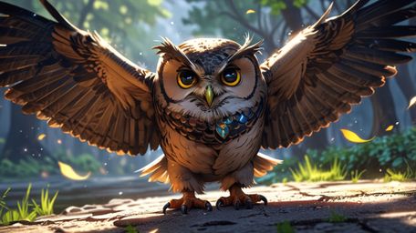 In a heartwarming and beautifully rendered scene that combines Pixar and anime styles, a wise blind owl patiently teaches oth
