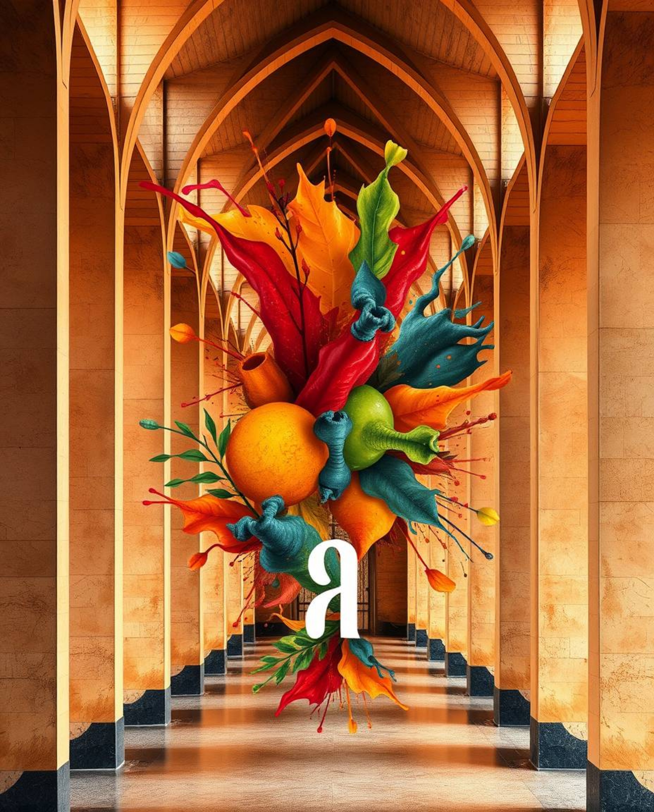 Precise architectural color photography captures the warm hues of autumn, while modern art pieces showcase colorful splash pa