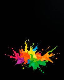 Explore captivating silhouetted origami artwork featuring intricate folds and dynamic colorful splashes against a stark black