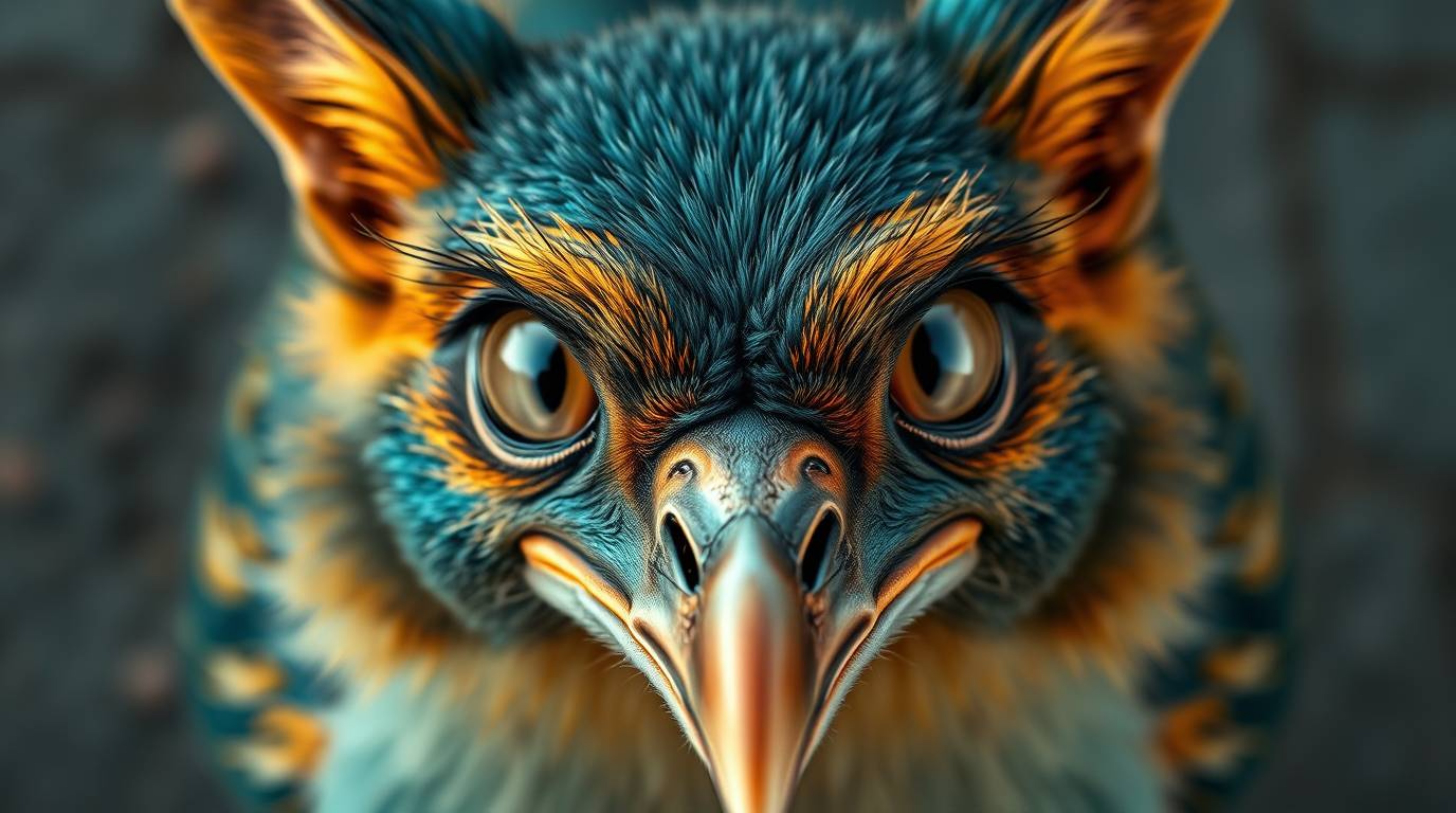 This artwork presents a captivating overhead bird's-eye view of a luxurious and vibrant sarcastic animal sidekick. Rendered i