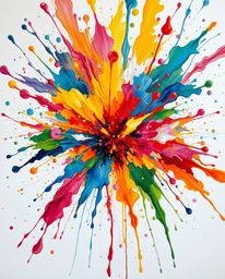 Experience a vibrant explosion of color and texture in this abstract oil painting.  A white canvas becomes a dynamic landscap