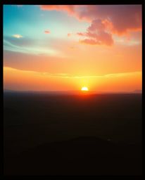 Witness a breathtaking sunrise over a war-torn landscape, bathed in warm terracotta hues and accented by cool teal tones. The