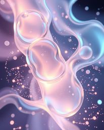 Experience a mesmerizing visual journey with glassy fluid 3D shapes in perpetual motion, gracefully enveloped by radiant, glo