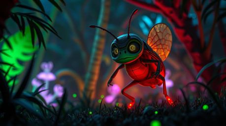 Embark on a thrilling adventure with a bug-sized hero as they navigate an eerie backyard jungle, illuminated by captivating b