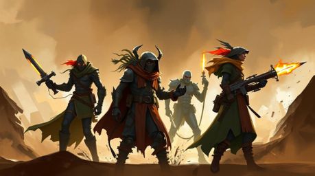 A dynamic digital sketch showcases a team of misfit heroes uniting amidst vibrant, creative light art.  Rendered in a loose p