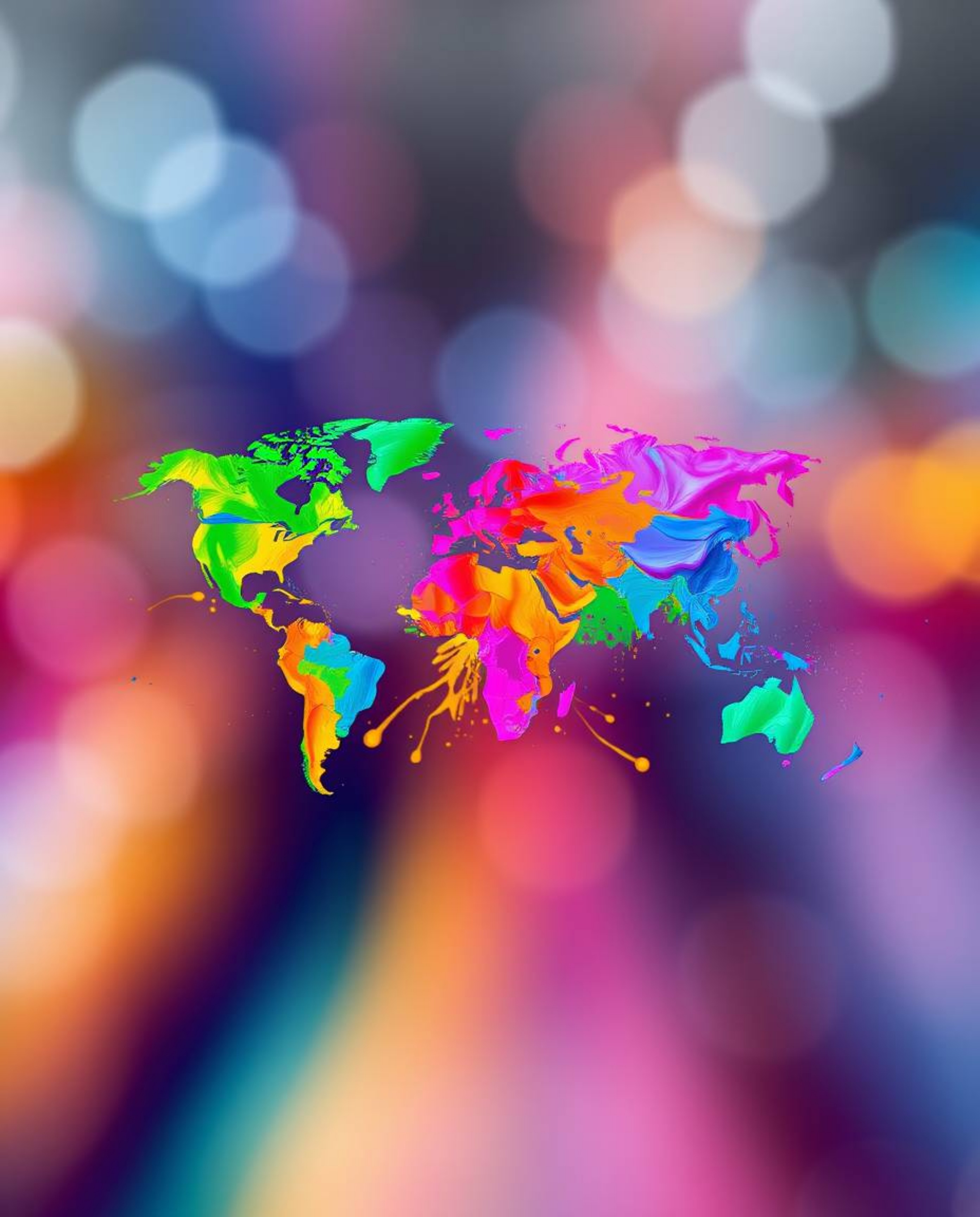 Explore a vibrant abstract concept featuring complementary colors and a blurred bokeh effect. Bright, colorful splashes dynam
