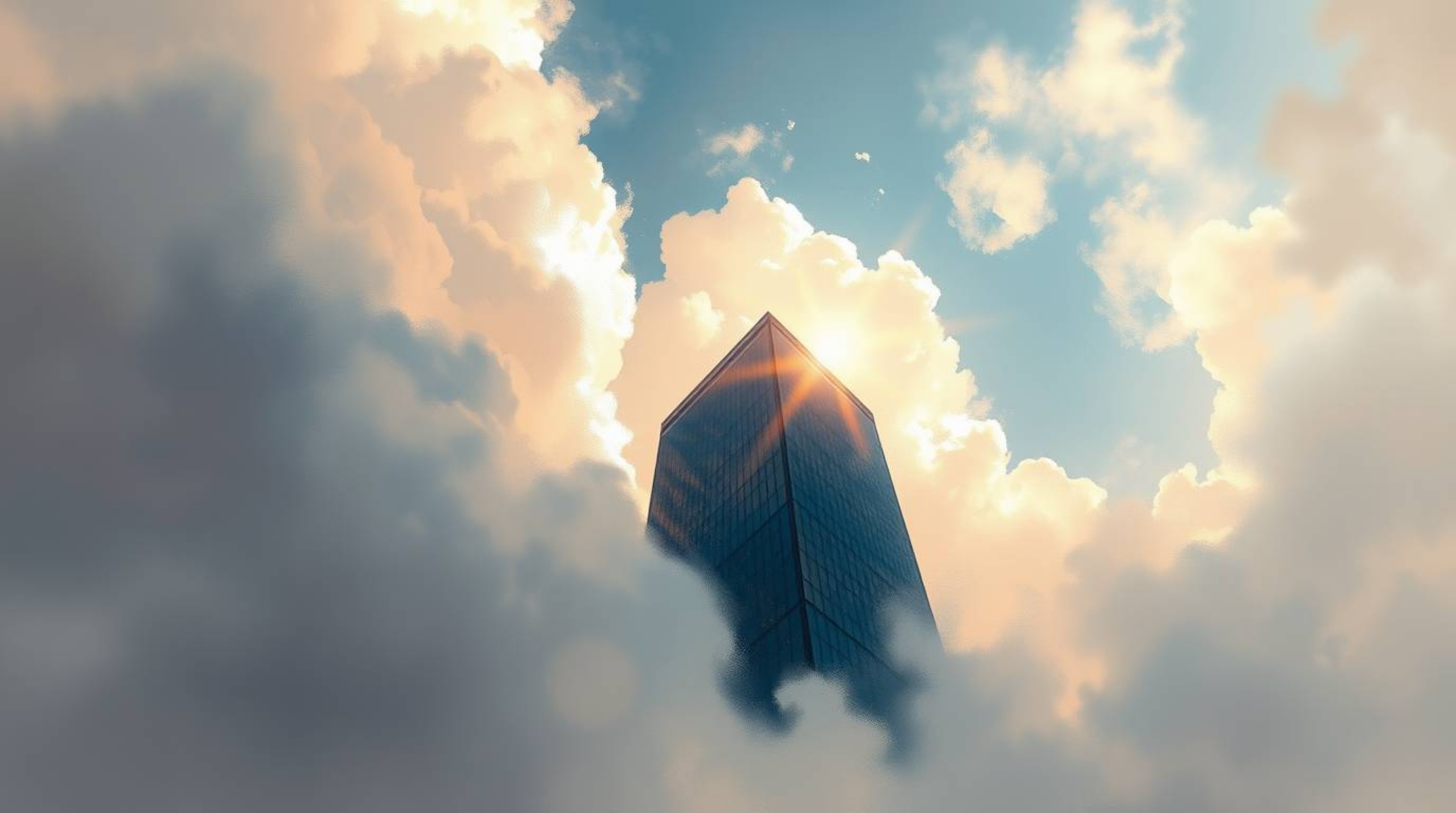 This stunning digital sketch captures the essence of ambition and infinity. A modern glass building subtly dissolves into a s