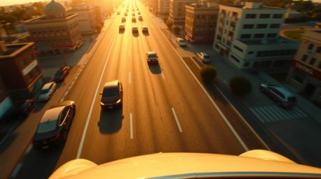 Experience the thrill of the chase with this high-angle perspective shot, featuring exaggerated squash and stretch animation 