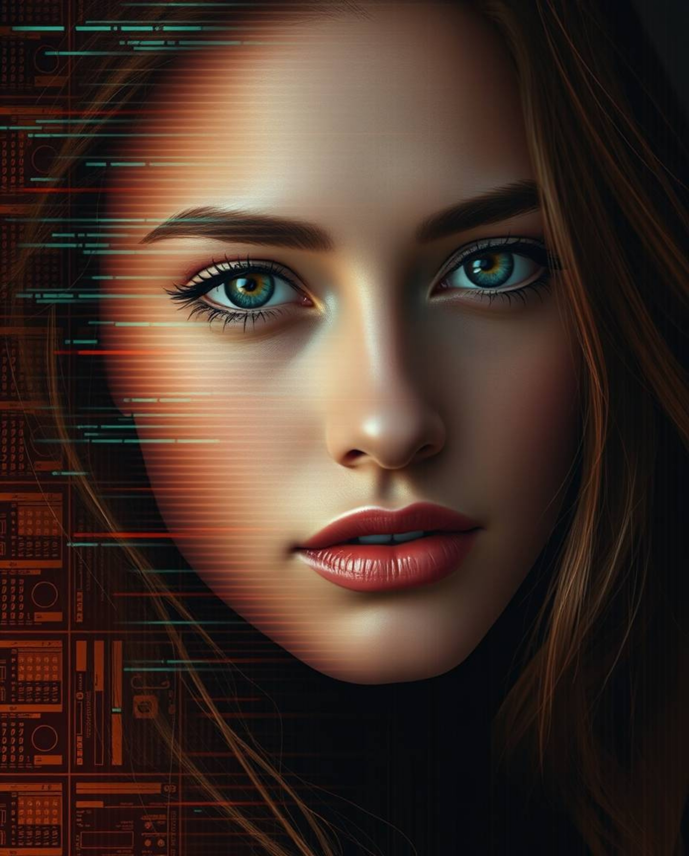 A captivating image depicts a human face morphing into a data stream, a digital glitch effect rendered in warm autumnal hues.
