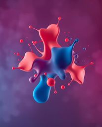 Immerse yourself in the captivating world of abstract 3D art, where colorful splash shapes float serenely in a space bathed i