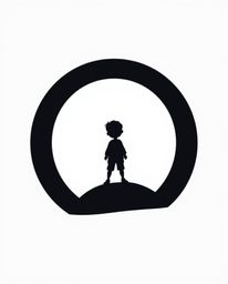 A captivating logo design featuring a charming, geometric silhouette of a person standing at a tunnel's edge, bathed in light