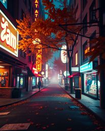 Experience a captivating close-up of a pixelated glitch image showcasing a cyberpunk street bathed in neon haze. The scene bl