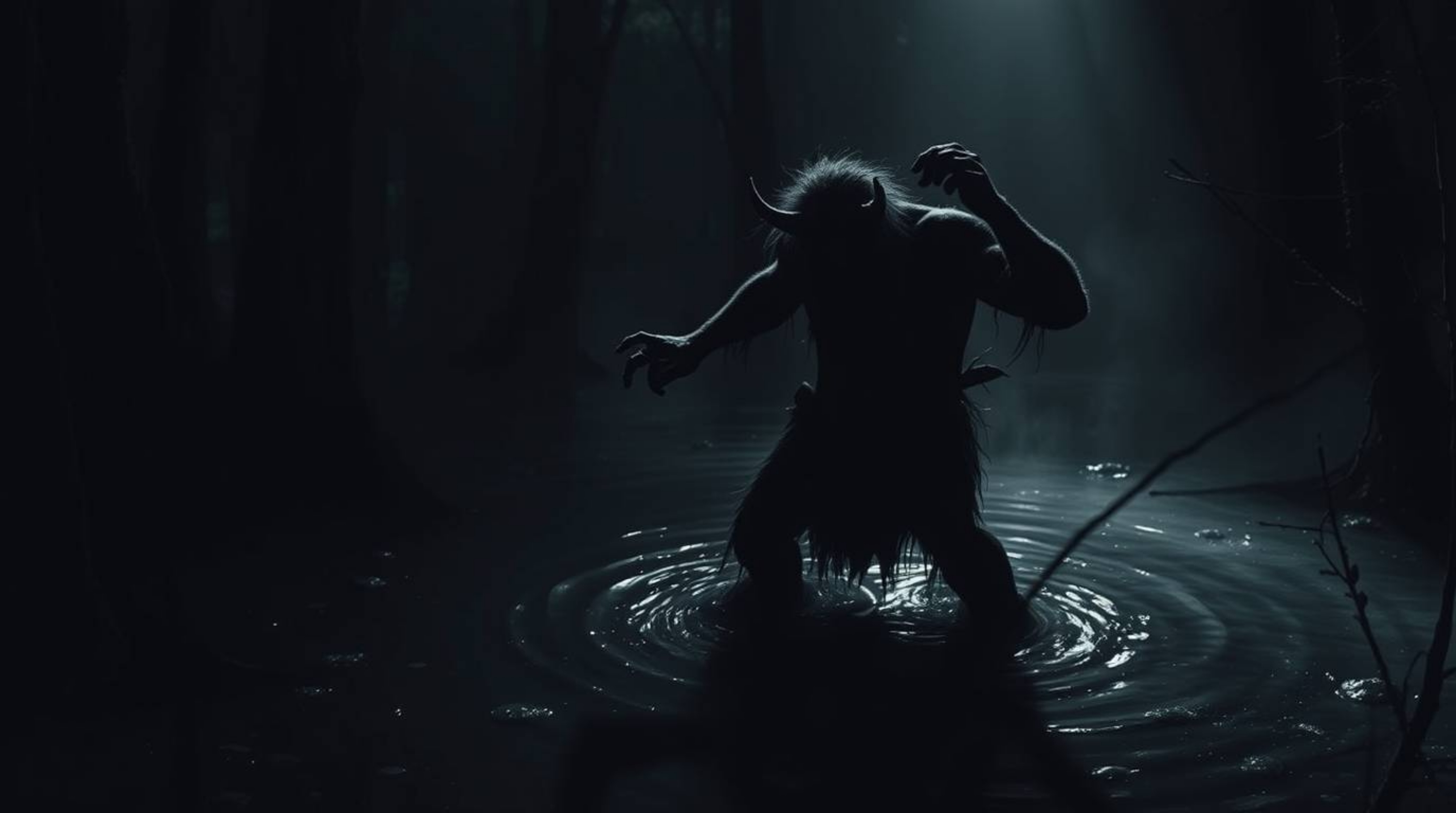 A captivating image depicts a moody ogre performing a vibrant dance within a swampy environment.  Rendered in a dramatic chia