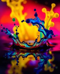 Experience the breathtaking beauty of this futuristic sci-fi inspired extreme macro photograph.  Witness vibrant ink splashes