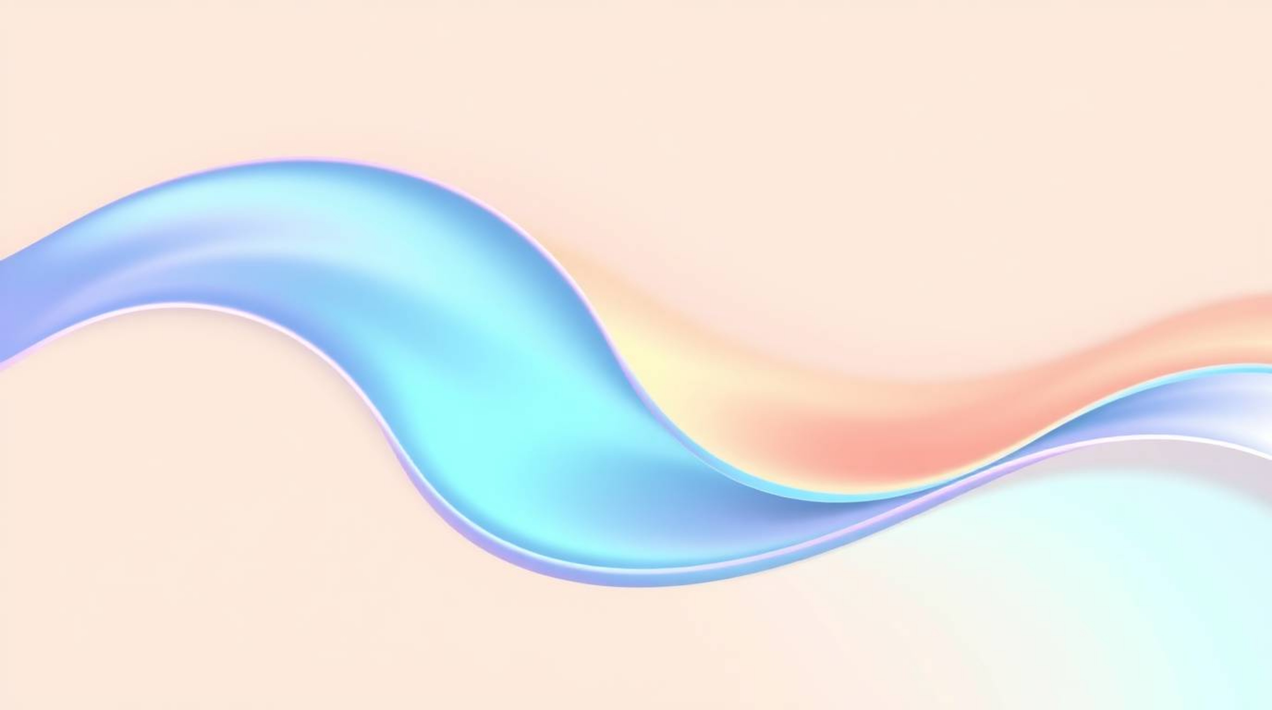 This modern flat design illustration features a fluid abstract wave with a captivating pastel iridescent gradient texture. Th