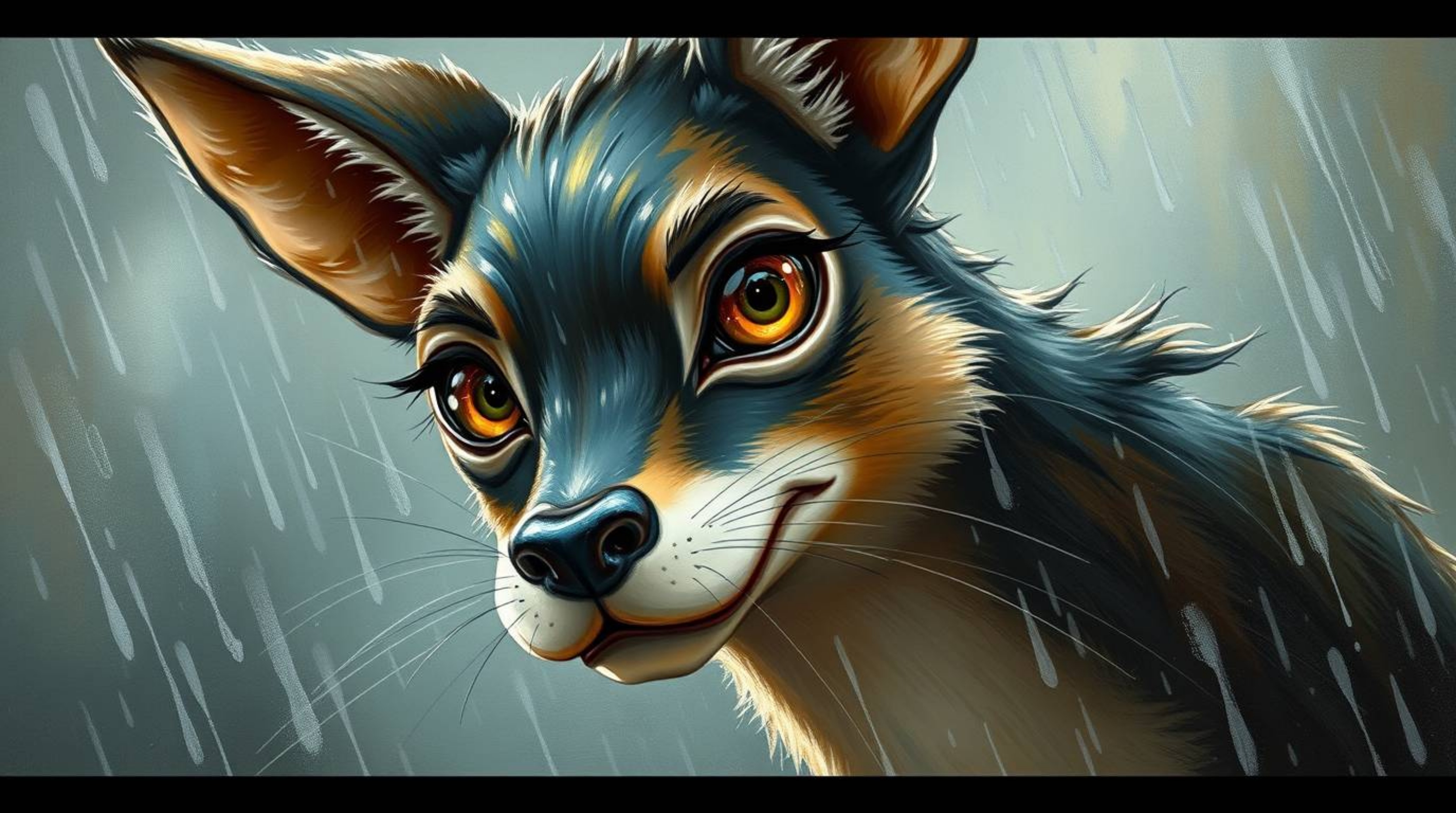 Discover a stunning classic oil painting depicting a sarcastic animal sidekick.  Its elegant features and expressive eyes are