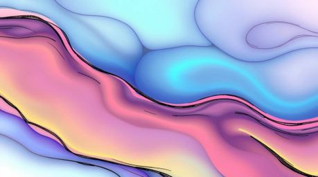 Experience the vibrant energy of hand-drawn neon gradient textures flowing seamlessly across a liquid surface. This digital