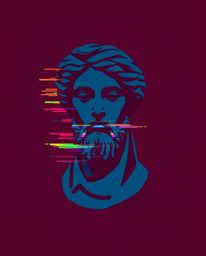 A sophisticated and elegant illustration showcases a two-dimensional classical sculpture rendered in a modern flat design sty