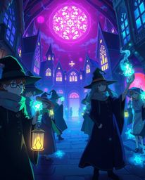 Immerse yourself in an isekai anime-style world depicting a magical school teeming with young wizards. Experience the captiva